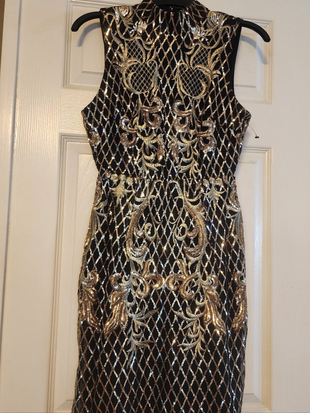 Lulu's Black Dress with Gold Sequin Overlay
